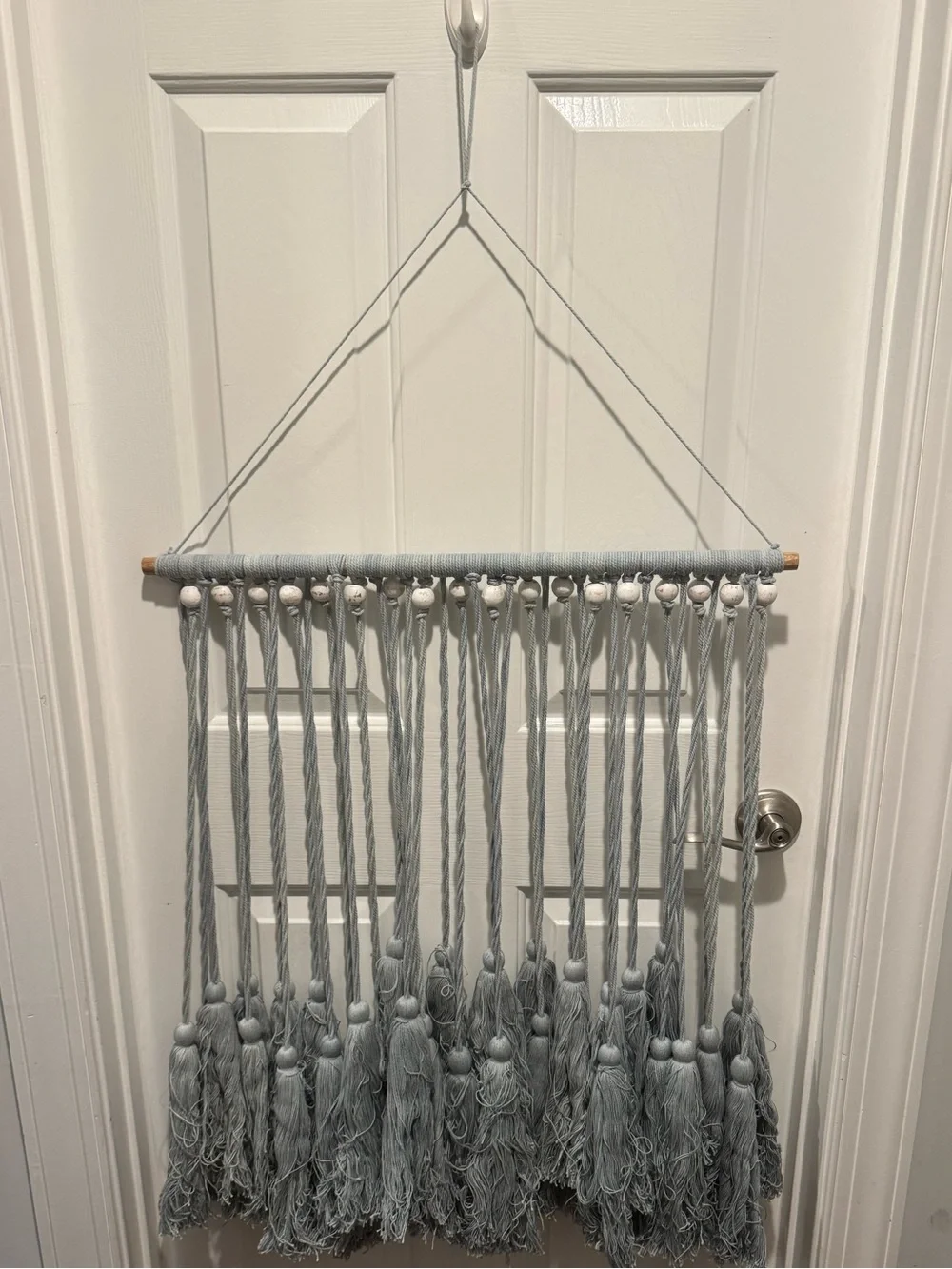 Handcrafted Gray Tassel Macrame Wall Hanging